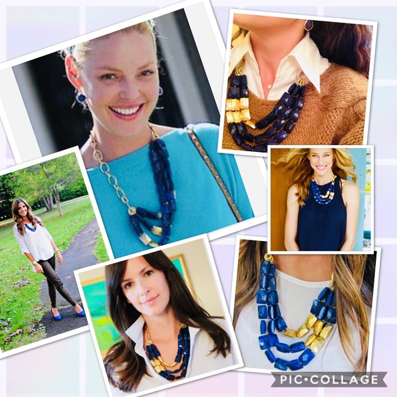 Stella & Dot | Retired Vivid Blue+Gold Chain Link Bahari Statement Neckl… - Picture 6 of 10
